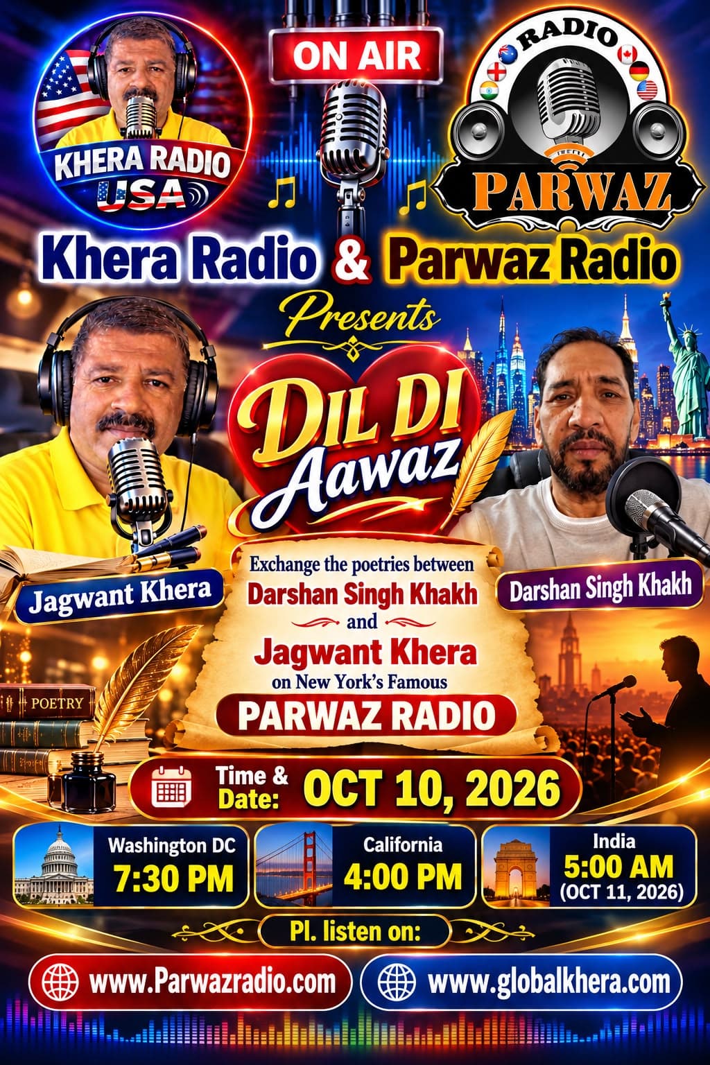 195.- कवितायें का अदान प्रदान- दिल की आवाज़ प्रोग्राम में-STAGE SHARE WITH DARSHAN SINGH KHAKH JI podcast cover
